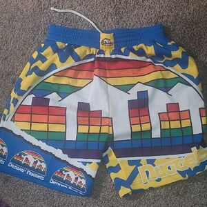 Mens Colorful Denver Nuggets Basketball Shorts.